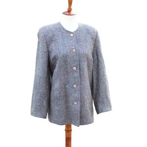 90s Vintage Multicolor Wool Blazer | Dark Academia Blazer| Shoulder Pads| Size 6